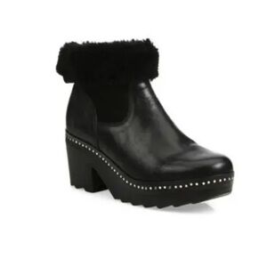 Rag & Bone Nelson Black Shearling Clogs, Size 38.5